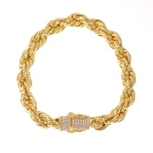 Men's Cuban Bracelet, Copper Cuban Bracelet, Zirconia Cuban Bracelet, Electroplated Gold Color, Imitation Gold Reinforced Bracelet, 8mm Solid Cuban Chain Bracelet