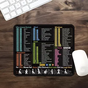 Office Keyboard Shortcut Mouse Pad, Natural Rubber Material, Non-Sponge Design, Not for Machine/instrument Use, Ideal for Laptops