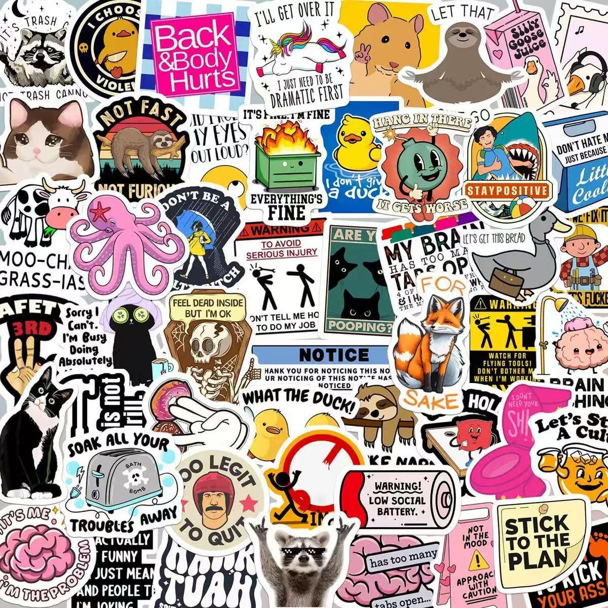 130PCS Funny Stickers For Adults, Spoofing Emojis In Daily Life, Cartoon Pattern Humorous Sticker Set｜Suitable For Laptops, Helmets, Workplaces, Water Bottles,Mobile Phones｜Vinyl, Waterproof, No-trace Stickers