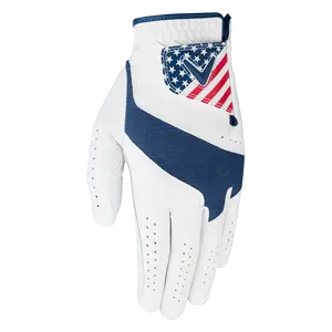 Callaway Golf Men's Team USA Fusion Golf Glove in White/Navy/Red | Size: Cadet Small