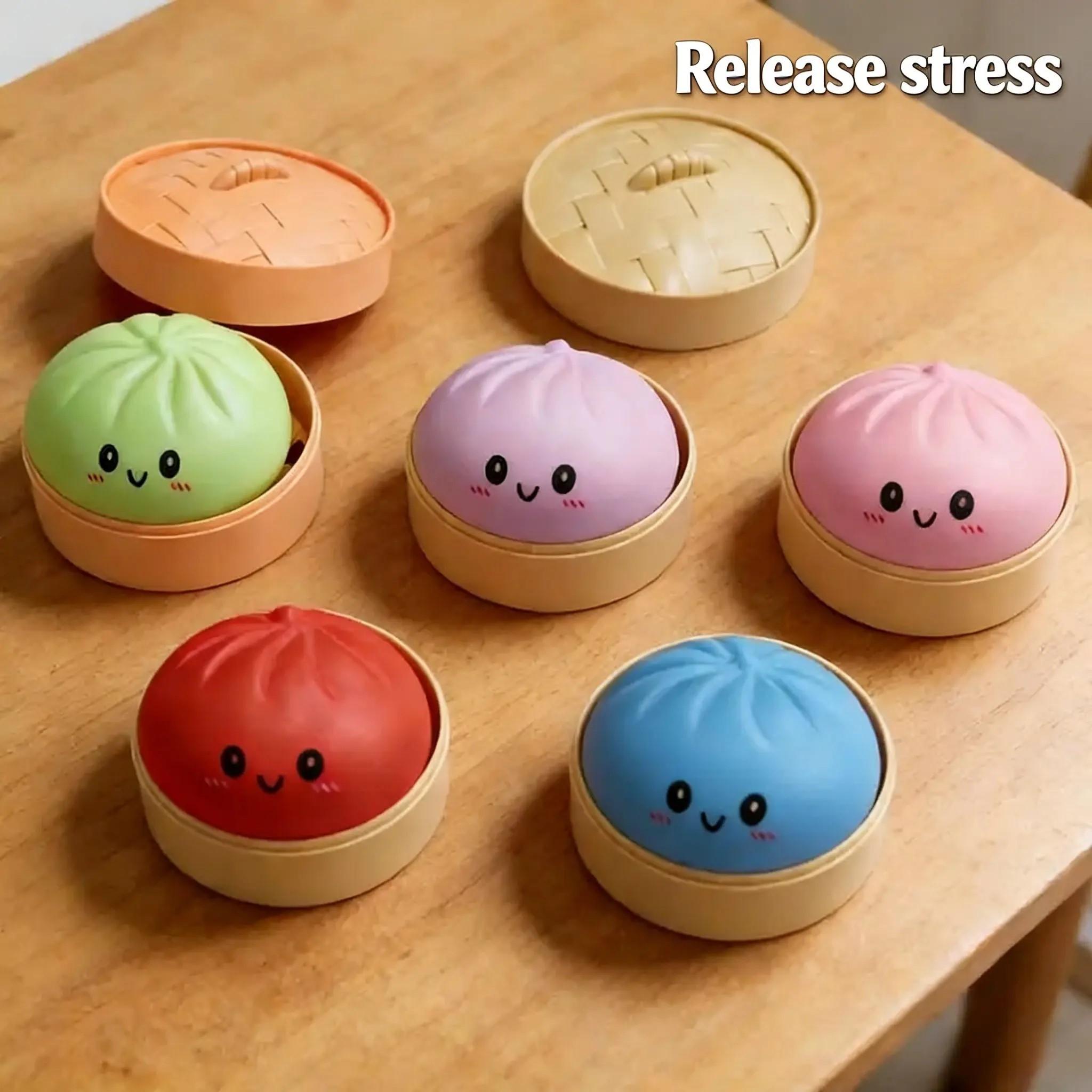 Giant Glitter Dumpling, Giant Dumpling Squishy, Mega Rainbow Dumplings, Cute Anxiety Relief Fidget Toy, with Steamer Box,Soft Squeeze Decompression Dough for Adults