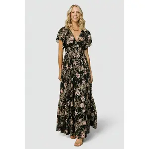 Lynlee Metallic Maxi Dress | Black + Mauve