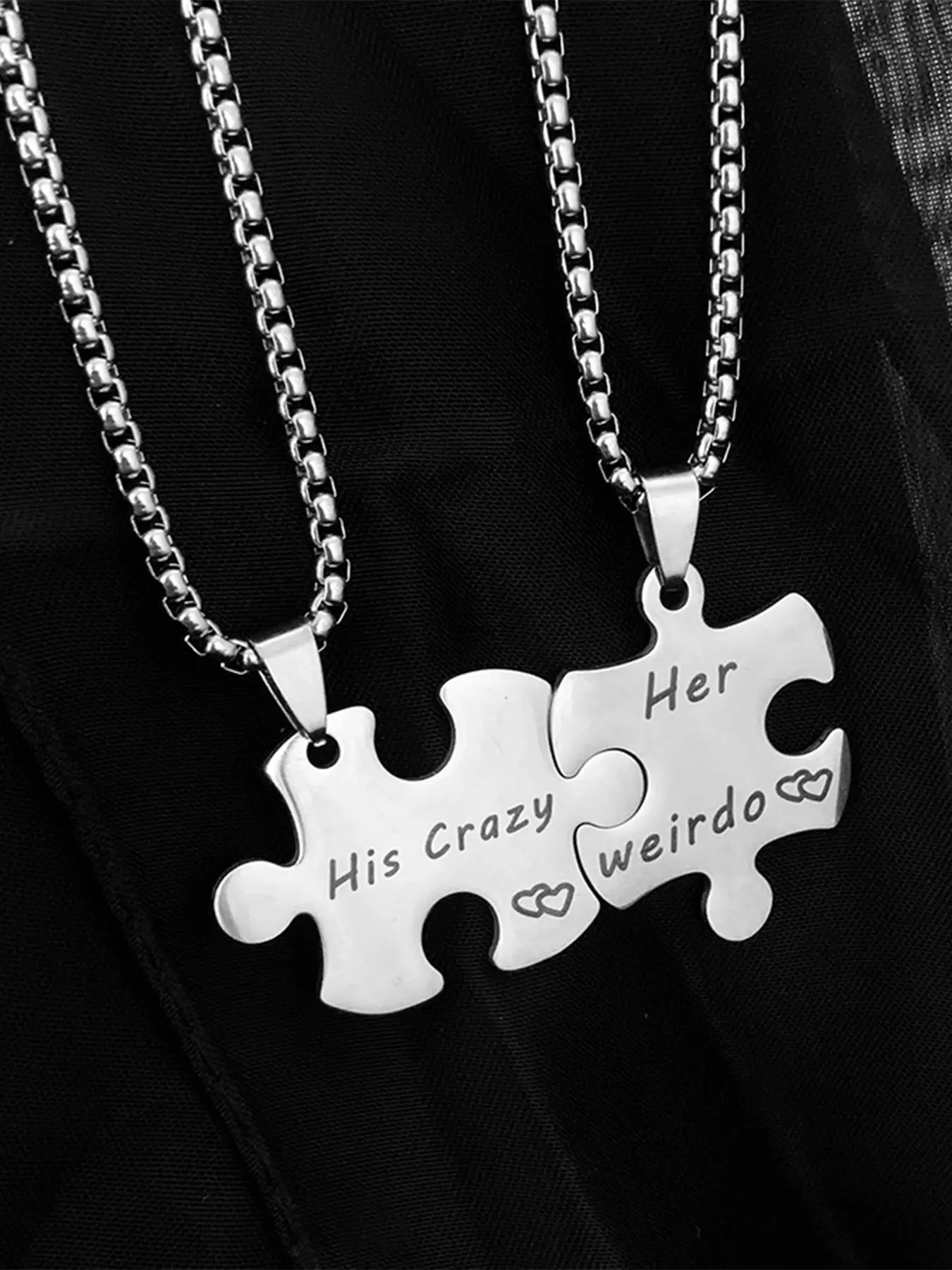 Couple Necklace Set, His Crazy Her Weirdo Letter Design, Stainless Steel Material, Perfect Gift for Birthdays and Holidays, Birthday Gift Jewelry