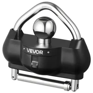 VEVOR Trailer Hitch Lock, Fits for 1-7/8 in, 2 in, 2-5/16 in Couplers, Heavy-Duty Anti-Theft Trailer Ball Lock with 3 Keys, Prying-Resistant, Adjustable Height Design for RVs, Boats, Trailers, Black