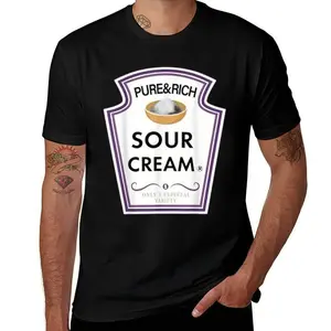 Sour Cream Group Condiment Mens T Shirts Cotton Short Sleeve T-Shirt Crew Neck Tees Casual Shirt