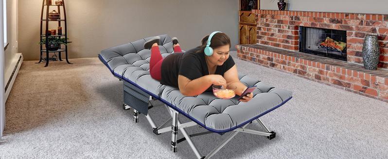 Naudacaa Folding Camping Cot with 2-Sided Mattress – Heavy-Duty, Portable Guest Bed for Camping, Travel, Outdoor & Indoor Use, Supports up to 880 lbs Blue Naudacaa Folding Camping Cot with 2-Sided Mattress – Heavy-Duty, Portable Guest Bed for Camping, Travel, Outdoor & Indoor Use, Supports up to 880 lbs Blue