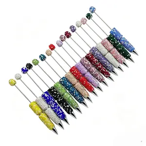 IY 10pcs Glitter Beadable Pens Full Rhinestone electroplate Pens for Beads Cute Journalling Pens for Women Fun