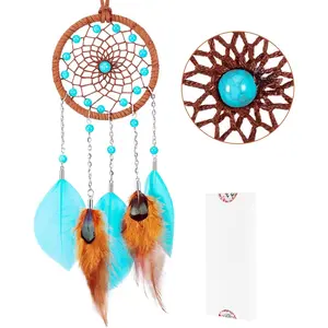 Mini Dreamcatchers - Goose Feather with Cerulean Blue Beads, Handmade Dream Catcher for Girls, A Dream Catchers for Boys, Dream Catcher Wall Decor