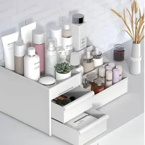 Multi-Layered Cosmetic Organizer with Drawer, Perfume Holder, Bathroom Storage for Skincare, Makeup, Essential Home Accessory