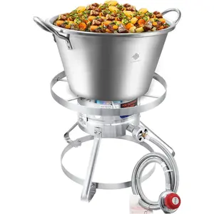 ARC Outdoor Wok and 37,000 BTU Single Burner Propane ，17" Heavy Duty Mexican Cazo Para Carnitas, Great for Carnitas Braising,Sea Food Boiling, Inoxidable Wok comal Fry