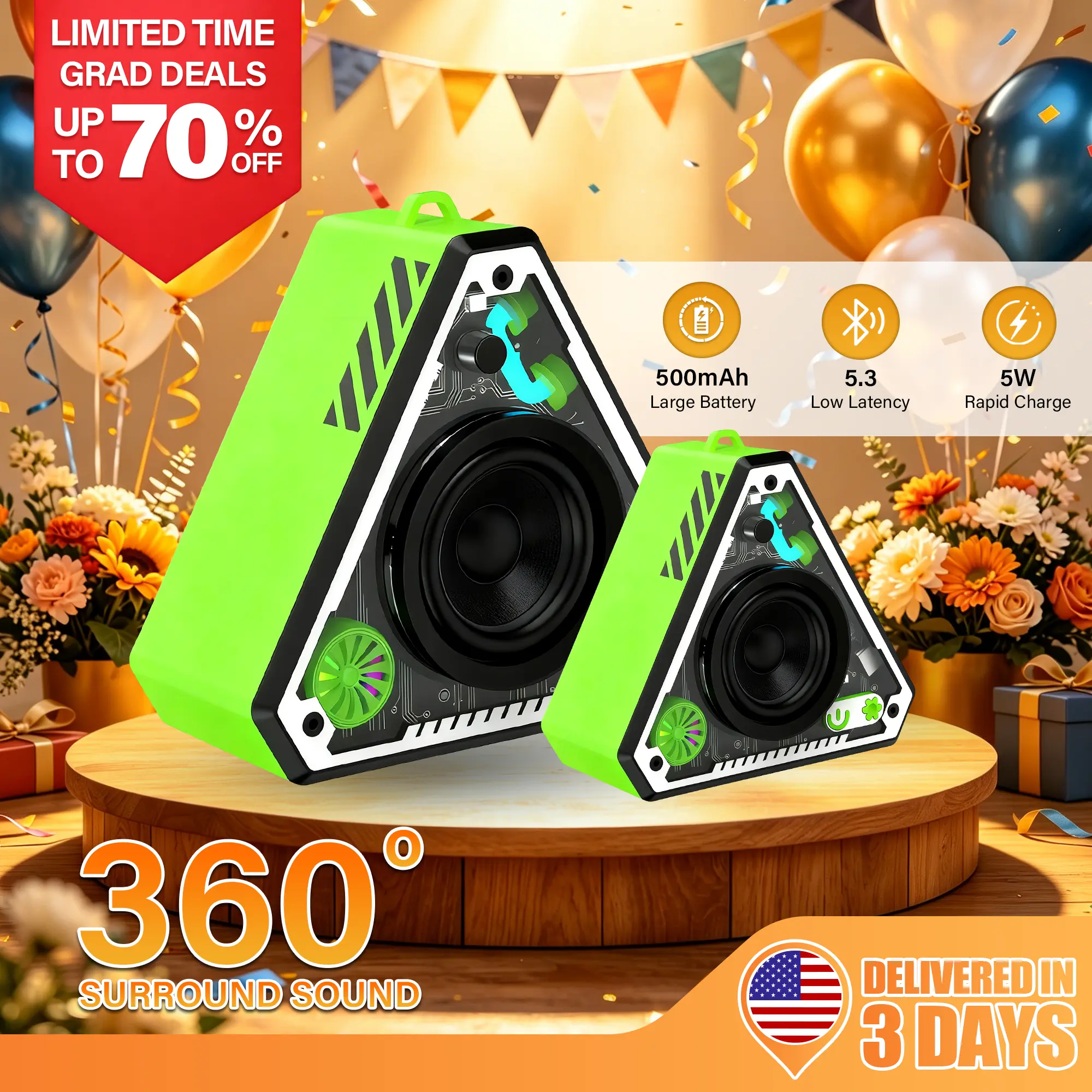 [DealsForYouDays] Mecha-Inspired Portable Bluetooth Speaker - Rechargeable Compact Wireless Subwoofer with Colorful RGB LED Light, Easy Connection, Lithium Ion Cells, for Desktop Audio & Outdoor Entertainment (Smart Device Compatible)