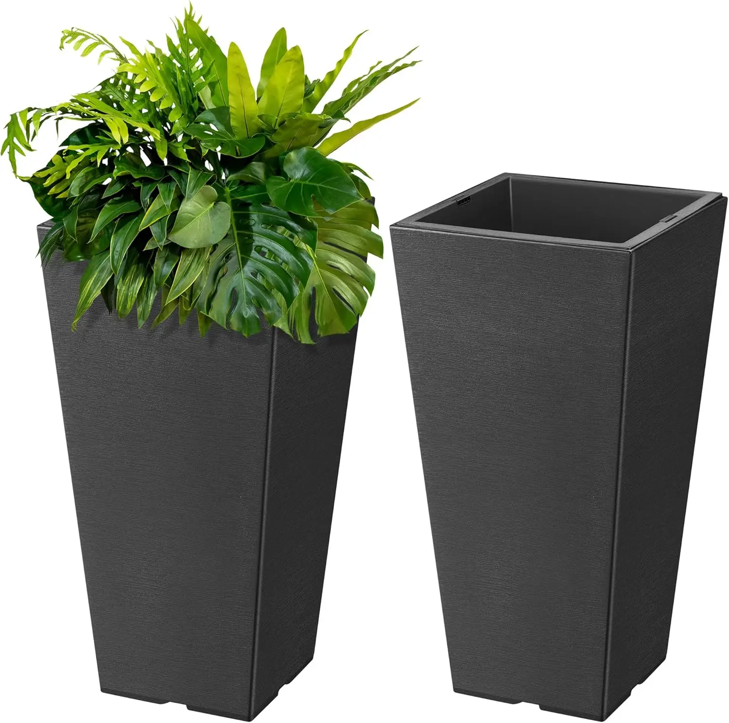 Rengue 22.6" Tall Outdoor Planters, Set of 2 Large Outdoor Tall Planter with Small Planting Pots, Rectangular Flower Pots Suitable for Indoor/Outdoor,