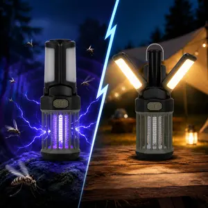 KingCamp 2-Pack Rechargeable Camping Lantern & Bug Zapper, Portable 2-in-1 Camping Equipment with 360° Coverage, IPX6 Waterproof with 3 Modes & Adjustable Heads