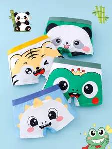 4pcs Boys' Youth Cute Big Head Pet Print Briefs, Casual Loose-Fitting Sportswear, All Seasons Wear, Breathable Comfort, Youth Underwear, Fashion Comfy Underwear