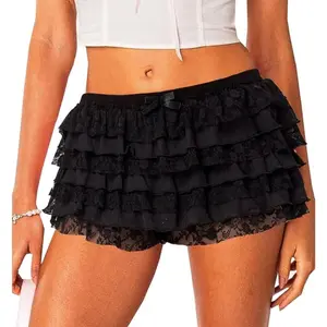 Women Lolita Bloomers Ruffle Shorts Lace Cute Pumpkin Pants Sexy Boyshorts Layered Y2k Mini Shorts Pettipants Above The Knee Summer Style Light Womenswear Bottom Curvy Fairy Style