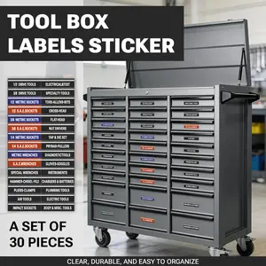 30 Pcs Tool Box Labels Stickers, Durable Multi-Functional Waterproof Scratch Resistant, Organize Work Space, Improve Efficiency