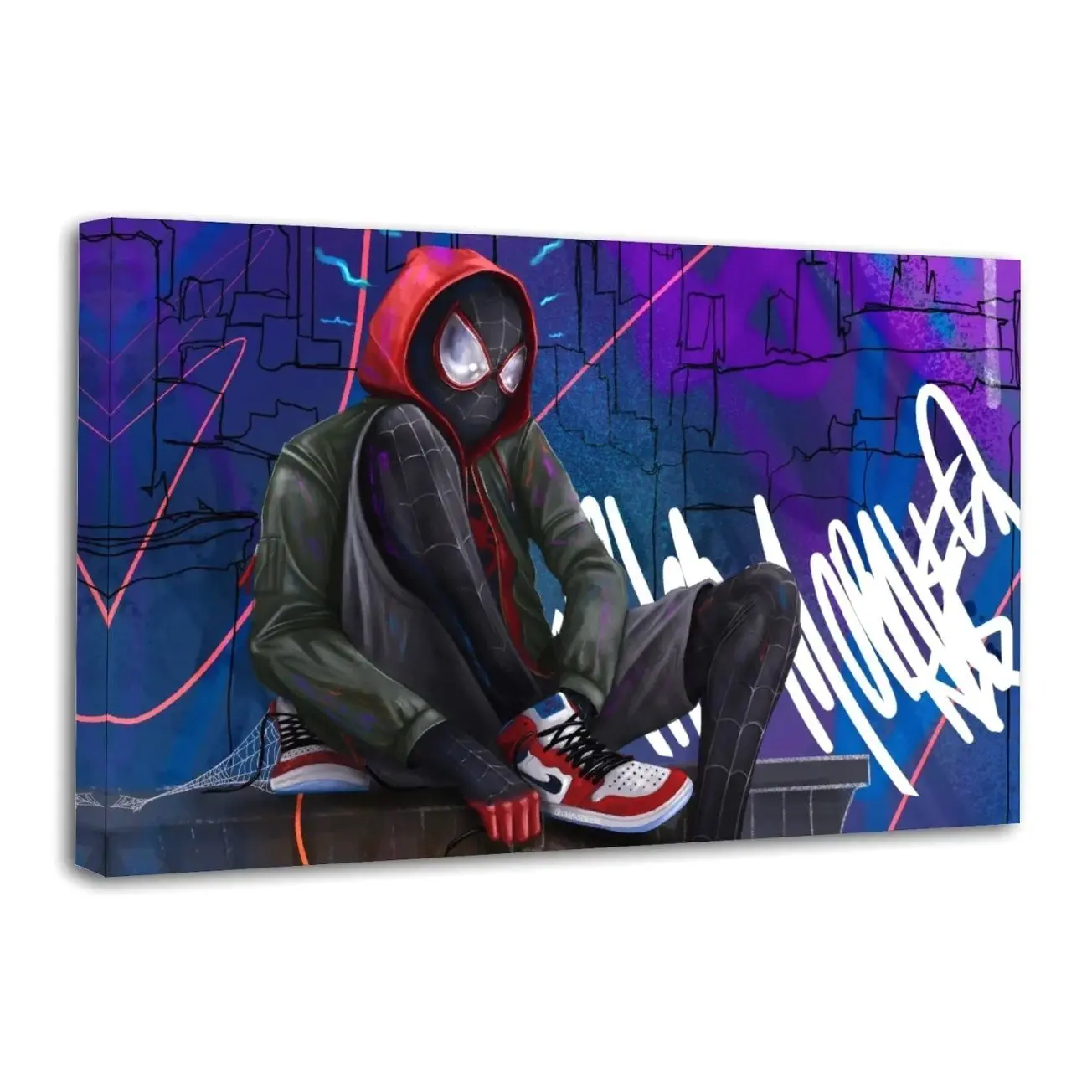 Superhero Miles Morales Spider Painting On Canvas Wall Art Poster Picture Print Living Room Walls Decor Home Posters