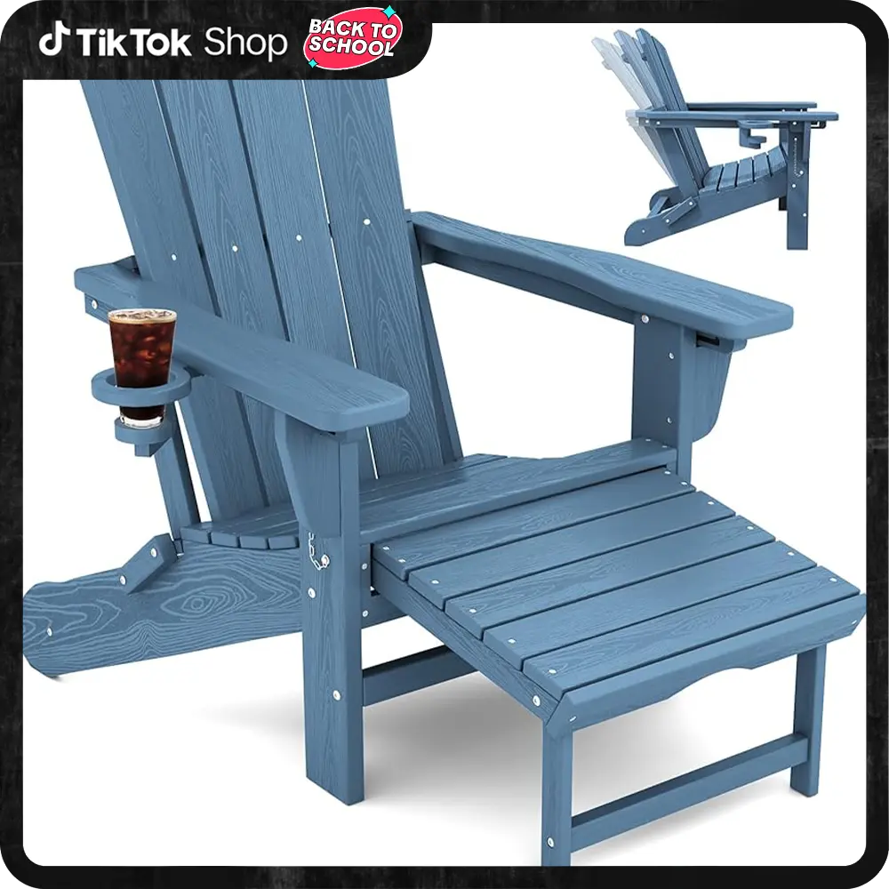 【Summer Turn Up】 Folding Adjustable Adirondack Chair with Retractable Ottoman Outdoor Lounge 【Summer Turn Up】 Folding Adjustable Adirondack Chair with Retractable Ottoman Outdoor Lounge