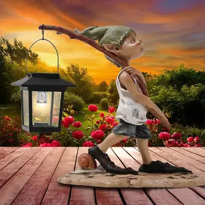 Solar Powered Elf Statue with Photosensitive Light - Outdoor Garden Courtyard Decor, Handcrafted Home & Yd Art, Ideal Gift for Women (Mom Birthday Present)