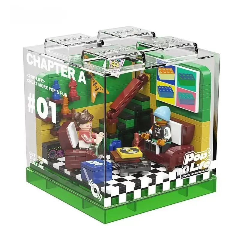 New Brick City Virtual Space Game Cyber City Building Block Toy, Desktop Decoration Gift, Trendy Playset, Perfect Present