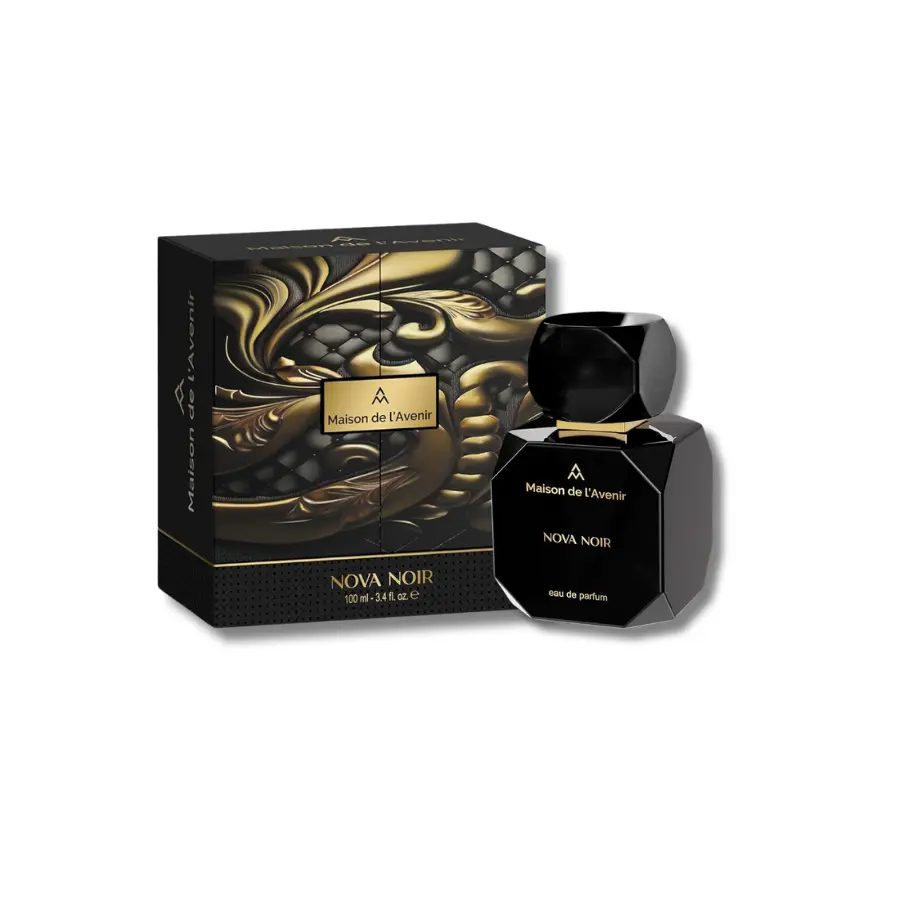 Maison de l'Avenir Nova Noir Eau de Parfum, Long-Lasting Signature Scent for Adults, Aromatic Woody Unisex Fragrance with Sweet, Spicy, and Vanilla Notes, 3.4 fl oz Bottle, Cinnamon Amber, Single Item, Contains Alcohol, Everyday Wear, Liquid, Smooth And R