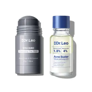 Dr.Leo 2-Step Acne Treatment Kit | Breakout Treatment & Deep Pore Cleansing & Blackhead Removal | Clay Mask Stick 45g + Salicylic Acid Drying Lotion 20ml #Summervibes