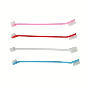 Double-headed pet toothbrush for cats and dogs - oral care, keeps breath fresh, durable PP material with soft bristles