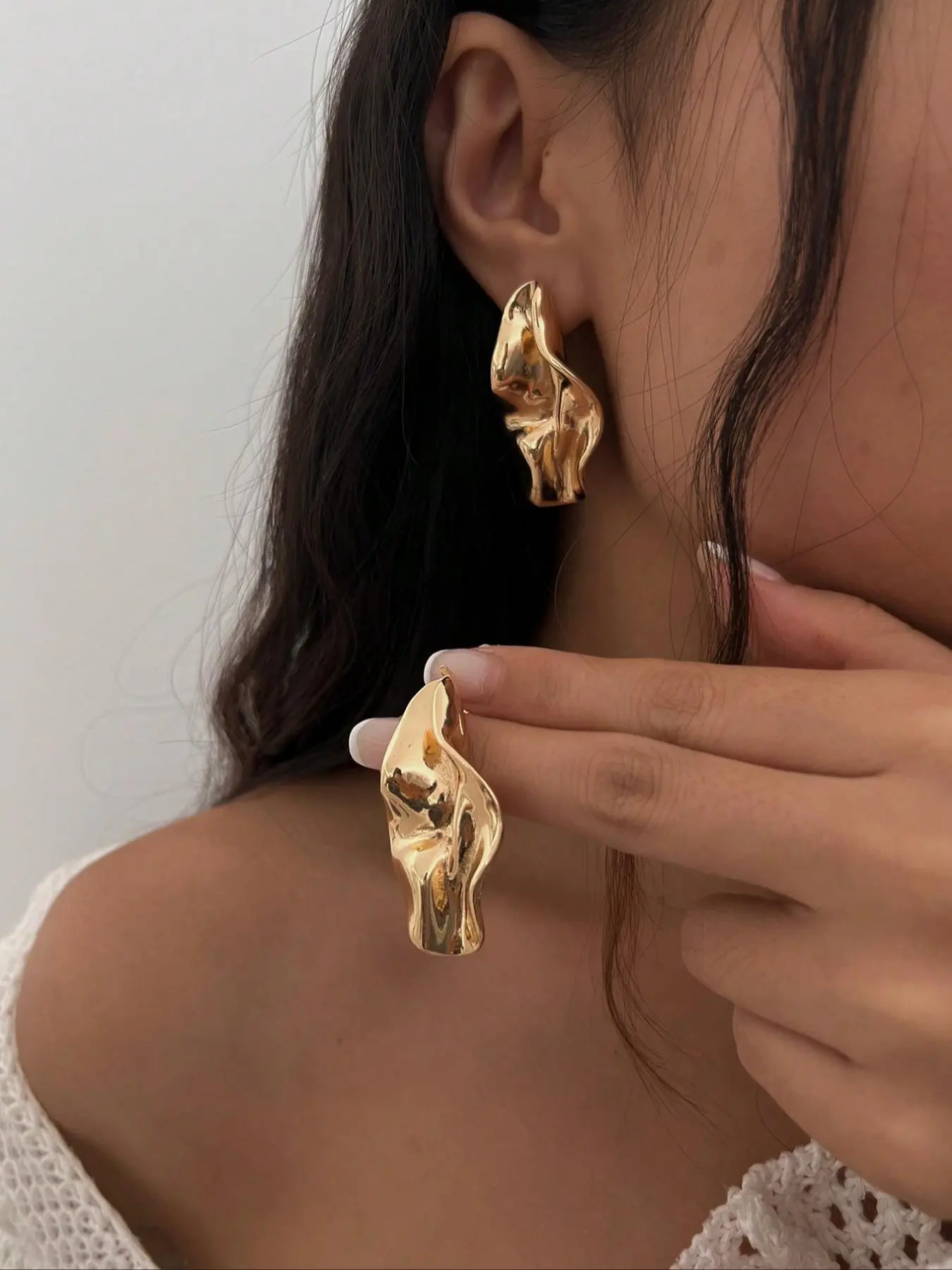 Irregular Abstract Leaf Design  Earrings Studs, Fashion Jewelry Accessories, Fashionable Jewelry for Women, Trendy All-match & Exquisite Jewelry for Birthday Gift