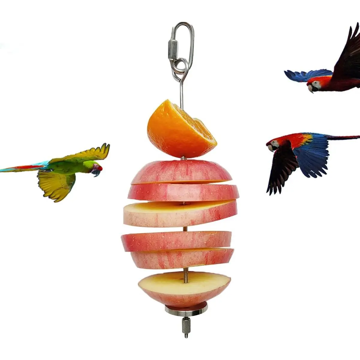 Stainless Steel Bird Treat Skewer - Bird Feeding Tool for Small Parrots, Lovebirds, Fresh Fruits & Veggies Holder, Enrichment Foraging Aid, Stimulates Natural Foraging Instincts, Dishwasher Safe, Easy to Use & Clean, Cage Boredom Reducer