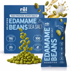 Rel Snacks Sea Salt Crunchy Roasted Edamame Beans 0.9OZ 10 Pack Protein Fiber High Protein Low Carb Keto Friendly Snack