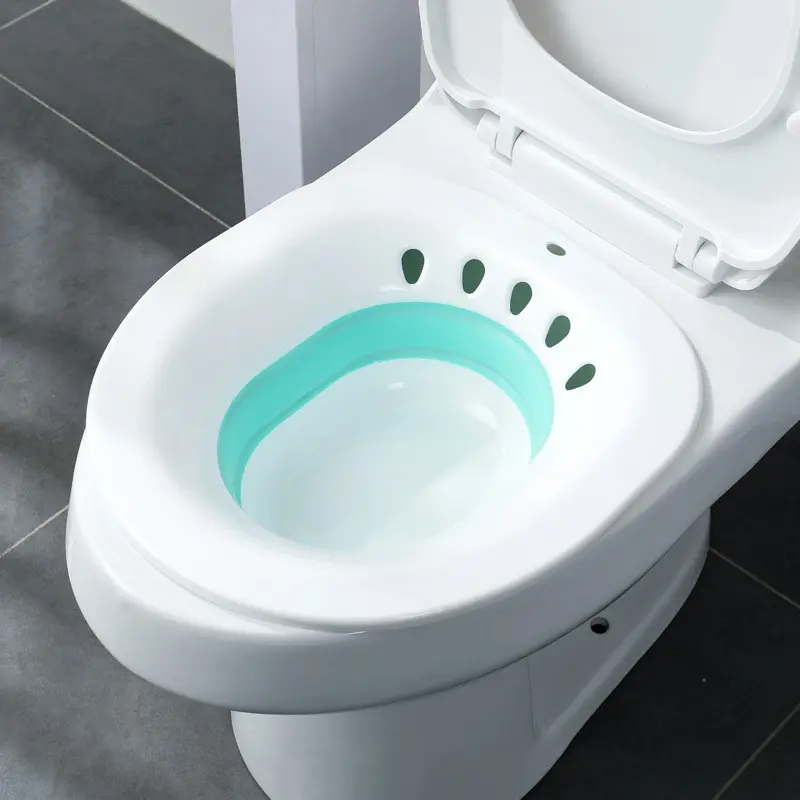Foldable Sitz Bath Basin for Women, Medicinal Soak Care Bowl, Private Area Cleaning, No Kneeling, Men's Hemorrhoid Wash, Comfortable Care, Toilet, Bathroom Accessory, Restroom