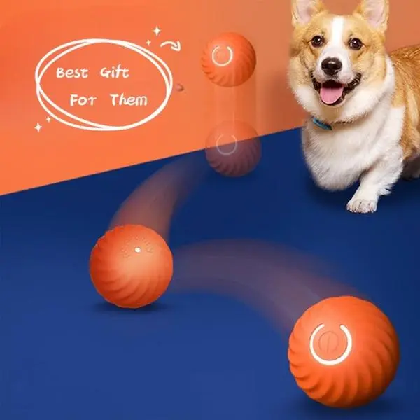 Dog Rubber Chew Training Ball - Durable Automatic Vibrating Interactive Toy for Puppies automatic moving