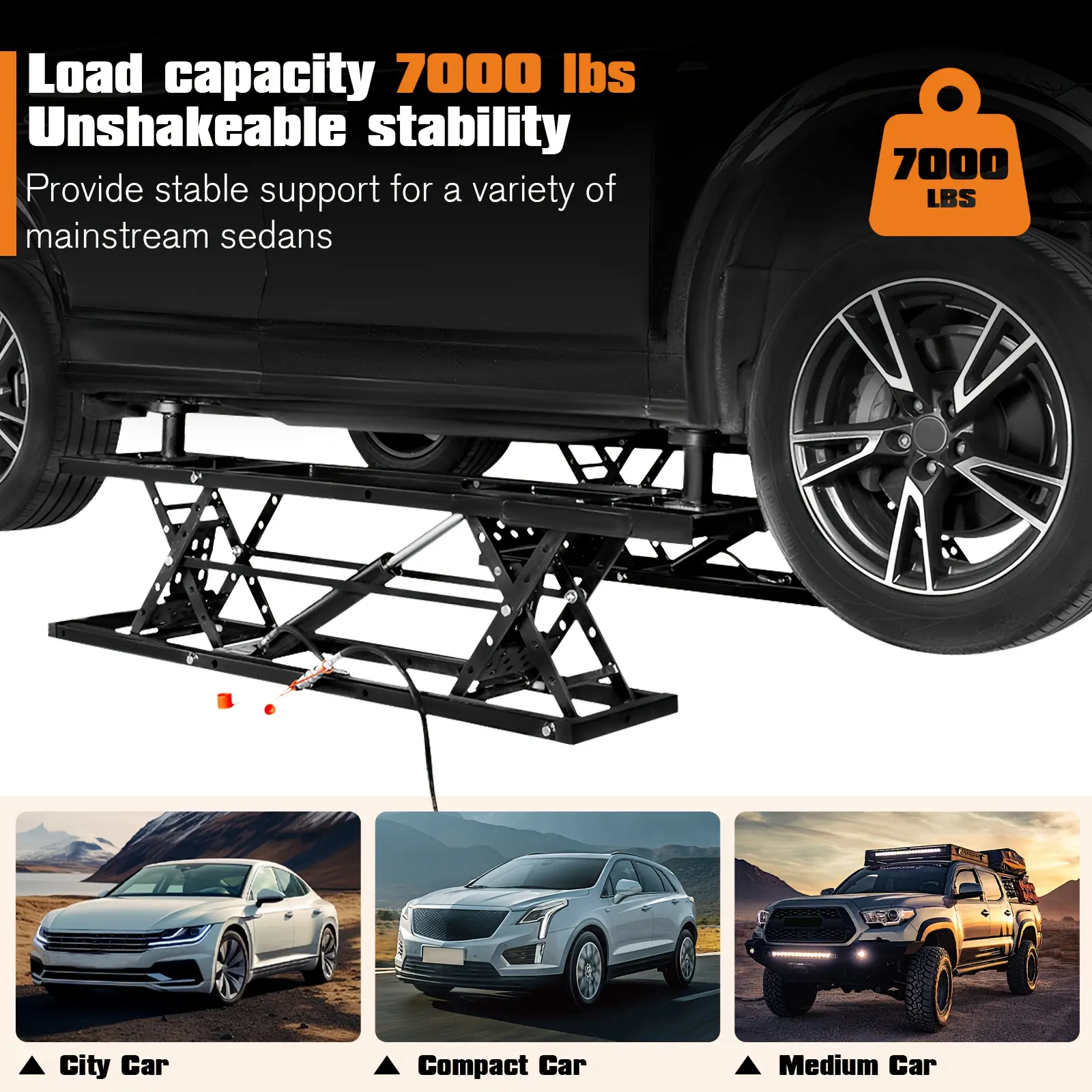 Portable Car Lift, Capable Of Lifting 7000 LBS/5000 LBS Quick Jack With A Maximum Height Of 28", Car Lifts For Home Garage And Shop, Black