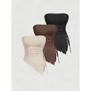 Women's Solid Color Tube Top, Casual Sleeveless Strapless Top for Summer, Ladies Clothes for Daily Wear(Sheets)