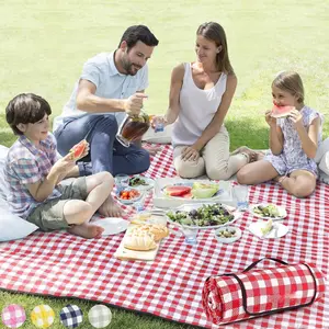 Picnic Blanket Extra Large Waterproof, 80''x80''Checkered Picnic Blankets Beach, Outdoor, Camping on Grass Accessories Couple Ideas Wedding Registry Gifts (Red and White)
