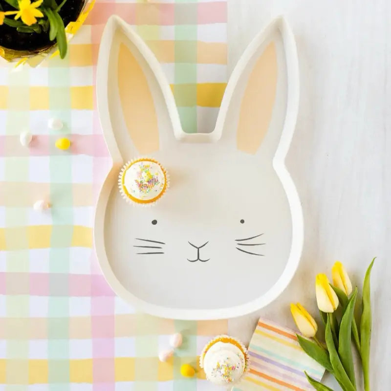 My Minds Eye! Easter Spring. Bamboo platter! Shaped Easter Bunny Tray! Brand New!
