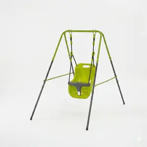 Mersco Flying Saucer Swing Set with Heavy-Duty A-Frame Metal Stand, Full Steel Playground Equipment, Kids Outdoor Play Gear, Unisex Christmas Gift for Kids