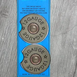 12 Gauge Car Coasters for Stocking Stuffers - Automotive & Motorcycle Interior Accessory