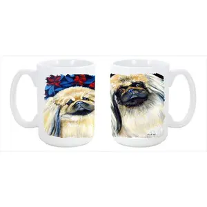 212 MAIN Pekingese Design 15oz Ceramic Coffee Mug - Reusable, Washable Drinkware for Coffee, Tea - Dishwasher-Safe, Microwavable Kitchenware Cup