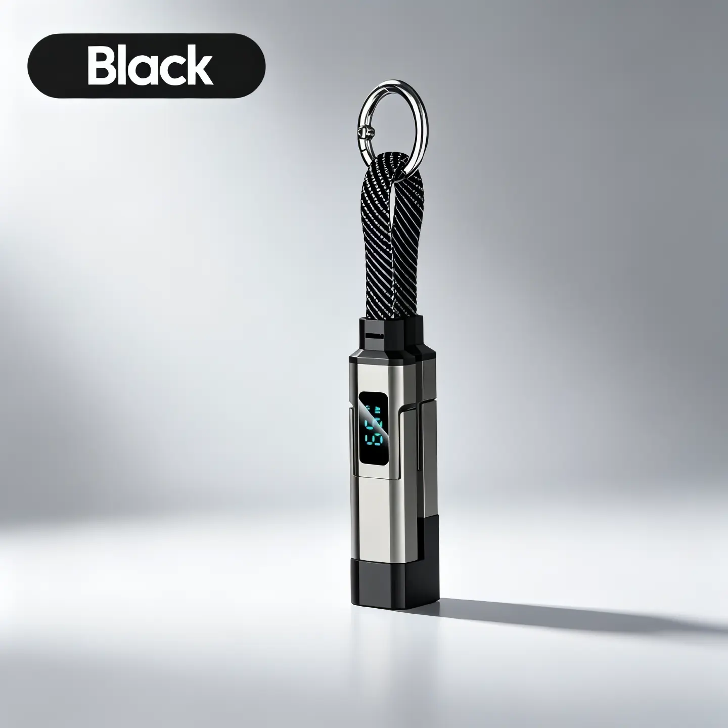65W 4-in-1 Keychain Charger Cable with Digital Display, Short Fast Charging Data Sync Cable, Compatible with iPhone, iPad, Samsung, Laptops