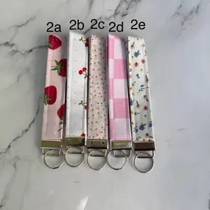 Fabric Wristlet Key Fob - Cute Handmade Summer Inspired Designs for Teachers Moms Easy to Grab Hands-Free Style Strawberry Print Cherry Print Little Pink Hearts Pink Checkered Dainty Wild Flowers