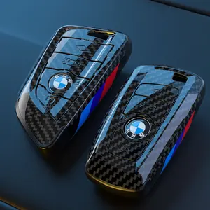 Applicable to BMW X1x3 Carbon Fiber Pattern Key Cover 1 Series 3 Series 5 Series 8 Series 320Li Protective Shell X5x6 Bag 530 Case Buckle
