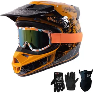DOT Helmet with Visor Electric Dirt Bike for Kids 8-14 Lightweight Multi Sport Motorcycle Helmet for Boys Girls Youth BMX, Motocross,Dirt Bike Helmet
