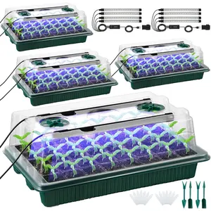 4 Pack Seed Starter Tray with Grow Light, 80 Cells Indoor Greenhouse Kit, 360? Full Spectrum LED,  Timer, 5 Brightness Levels Indoor  Starter Kit for Home Gardeners