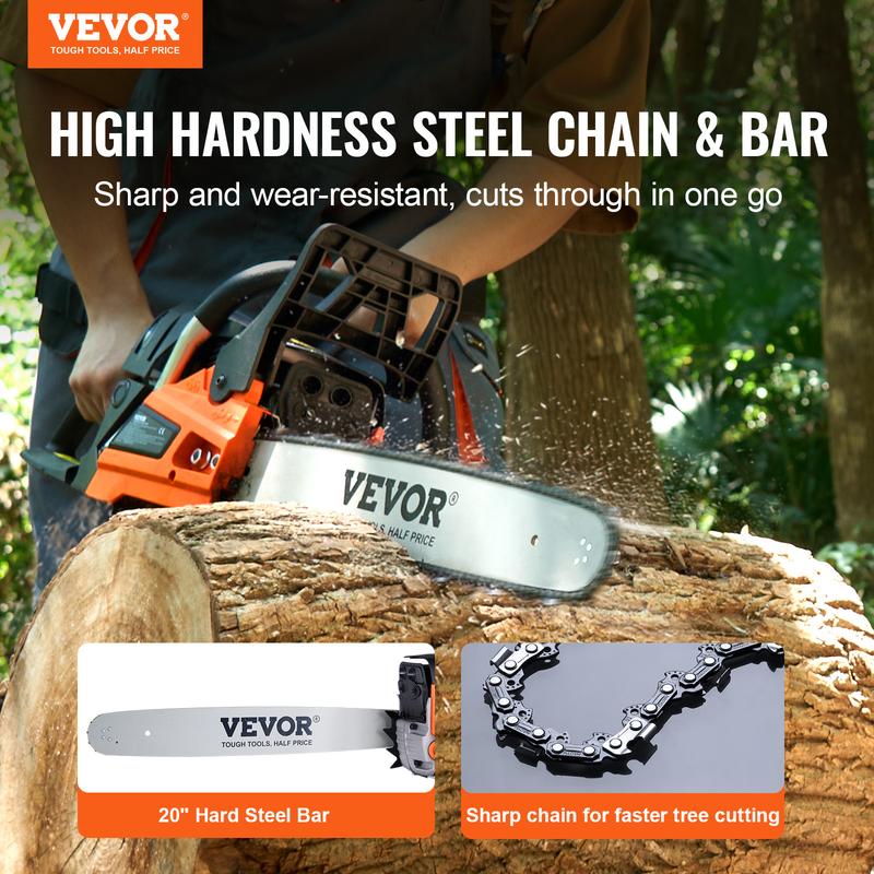 VEVOR Gas Chainsaw,  , 58CC 20" 3.22HP, Gasoline Powered Chain Saw, Handheld Cordless Petrol Chainsaws for Tree Wood Branch Cutting, Tree Trimming, Land Clearing, Farm Garden Ranch Forest Cutting Use