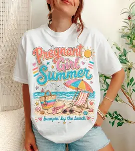 Summer Beach Pregnancy Announcement Shirt, Trendy Expecting Mom Vacation Tee Summer Beach Maternity