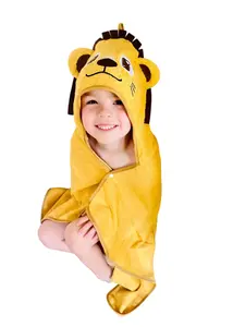 L.W. Clothing Company Baby & Toddler Lion Hooded Bath Towel with High Absorbency, Soft Material, 70% Bamboo Viscose, Ideal for 0-6 Years Gifts Cute Wrap