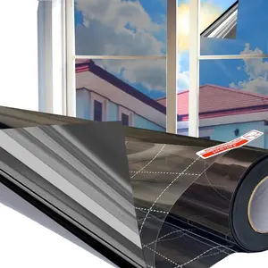 Way Window  Film with Grids for Easy Apply, Window Tint for  UV Sun Blocking Heat Control, Non-Adhesive Tinting Film House Office Daytime , -Black, 17.7" X 78.7"