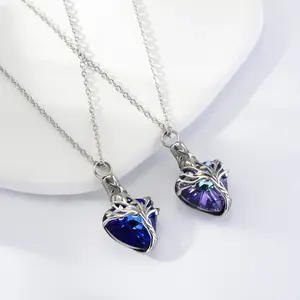 New Luxury Style Heart Tree Pendant Women's Necklace Openable Commemorative Necklace Niche Design Personality Dark Style Accessories
