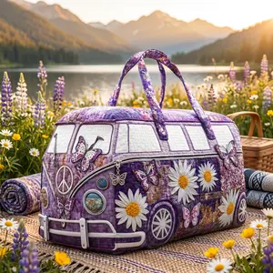 $18 Inch x 9 Inch x 9 Inch Unisex Boho Quilted Weekender Travel Bag, Lightweight Comfortable Carry On Overnight Bag, Vintage Hippie Design for Travel, Daily Use & Shopping